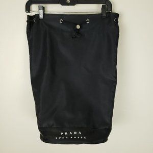 Prada Luna Rossa Black Bucket Duffle Unisex Drawstring One Strap Bag